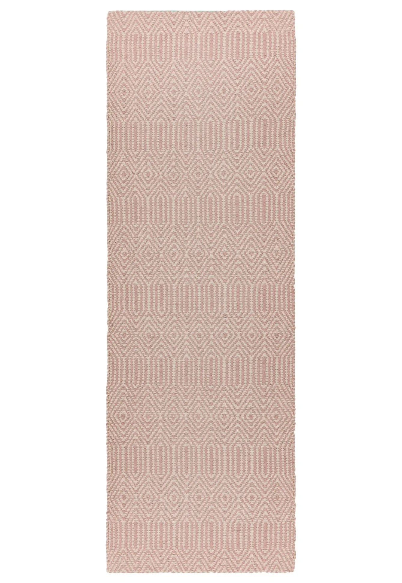 pink and white runner with an aztec pattern