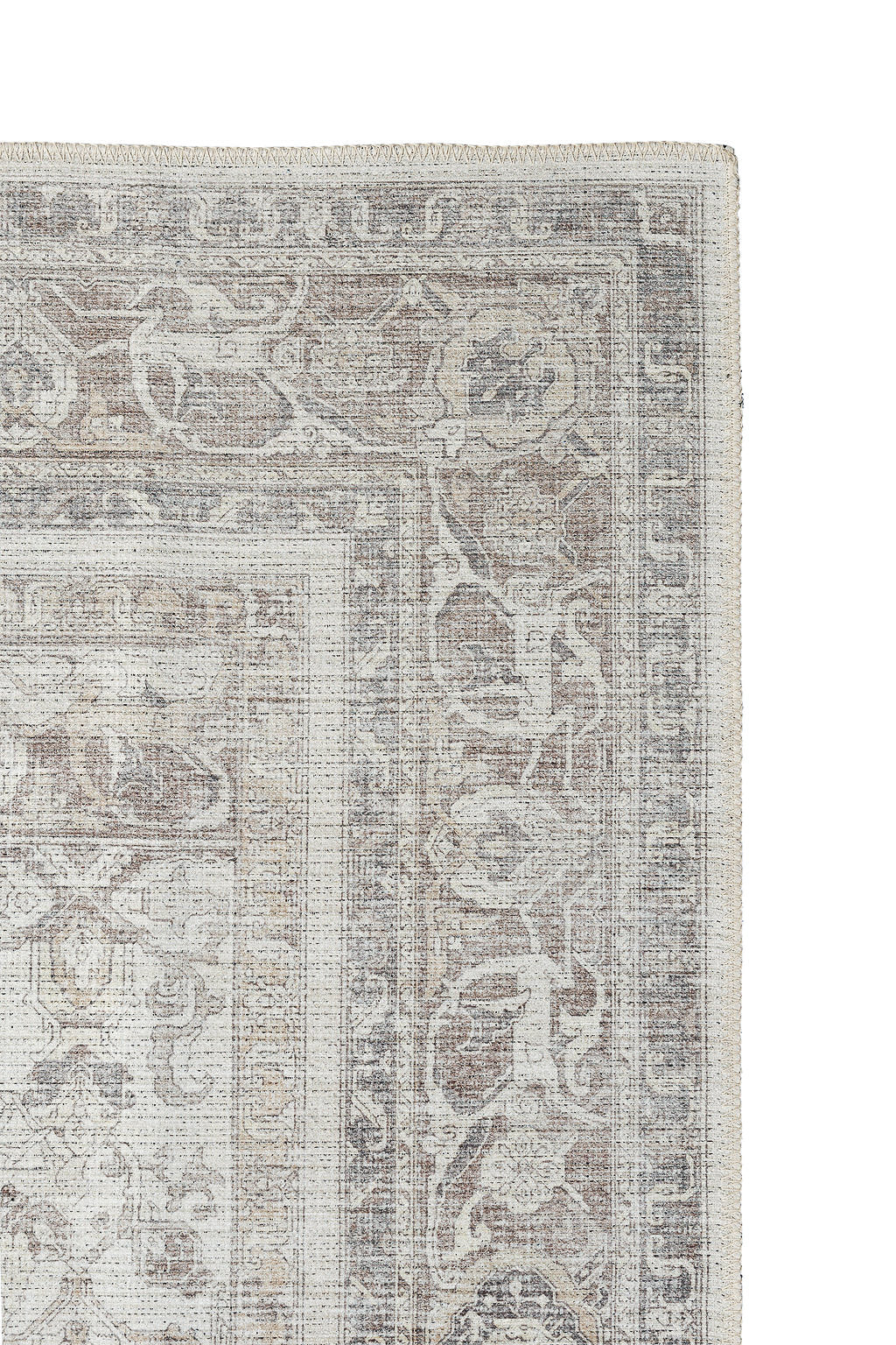 Bordered grey vintage style rug