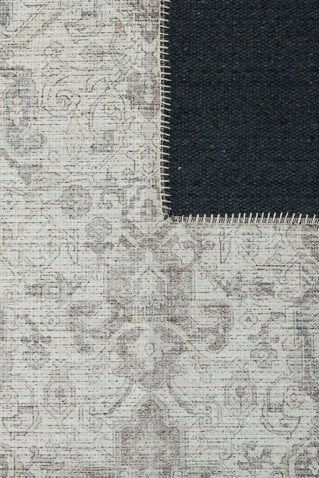 Bordered grey vintage style runner