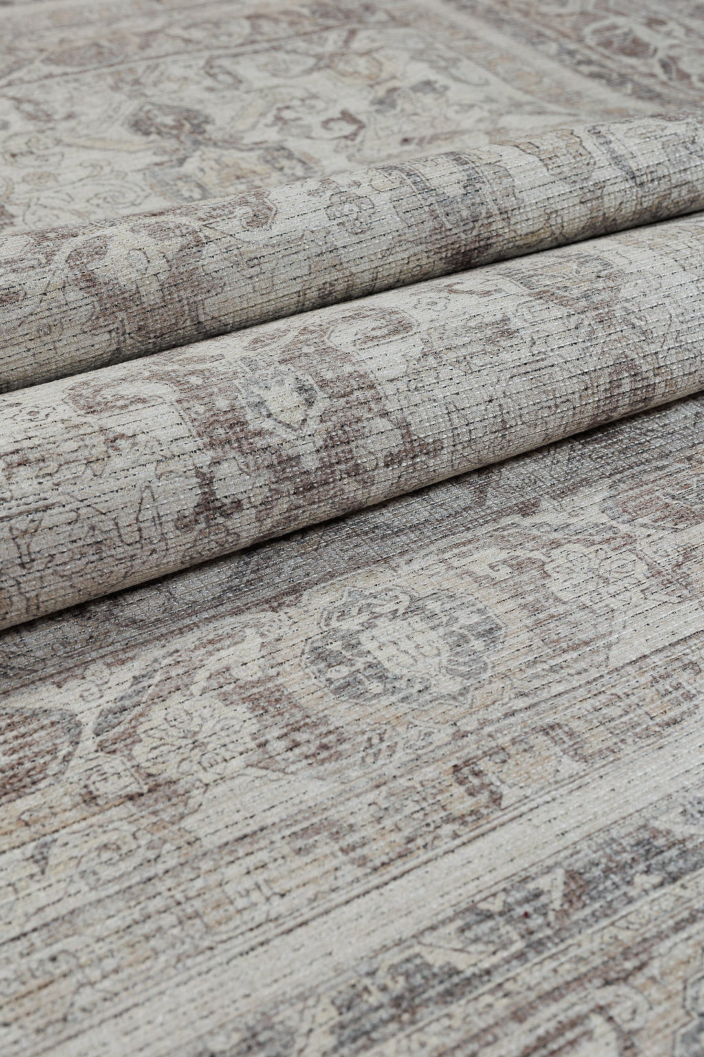 Bordered grey vintage style rug