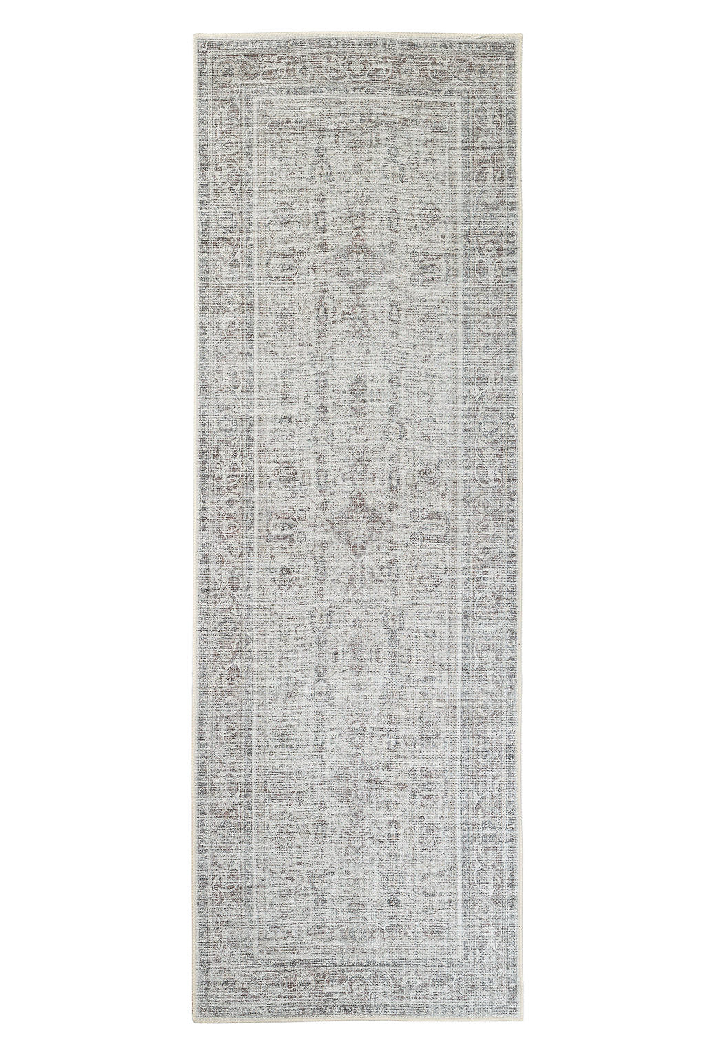 Bordered grey vintage style runner