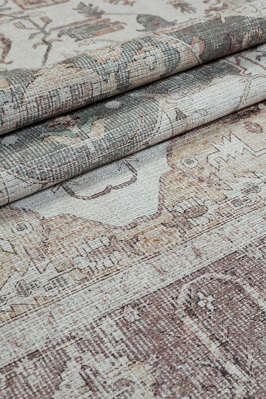 Brown bordered vintage style rug