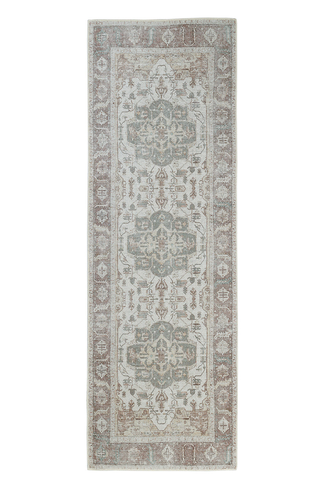 Bordered brown vintage style runner