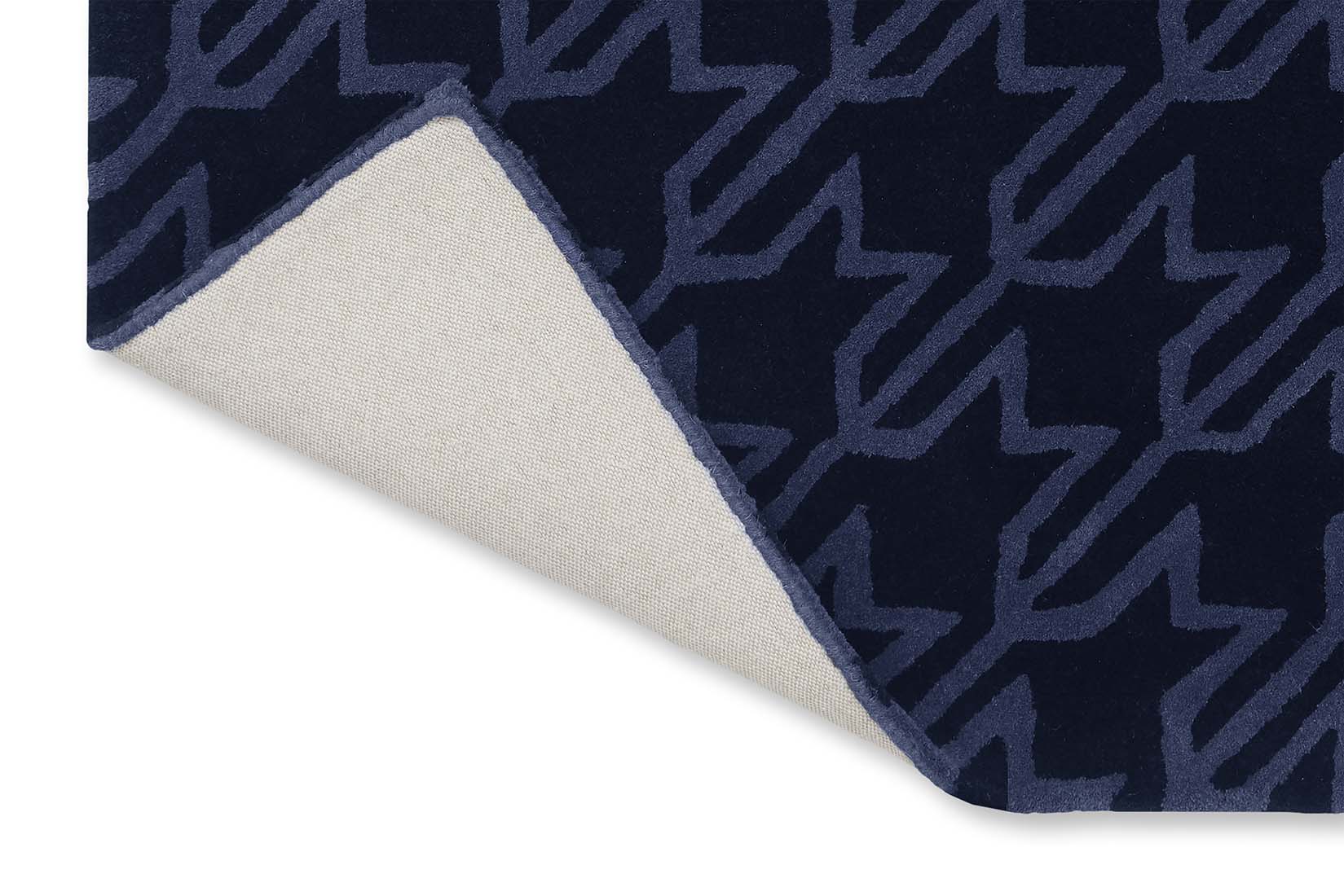 houndstooth wool rug in blue and black