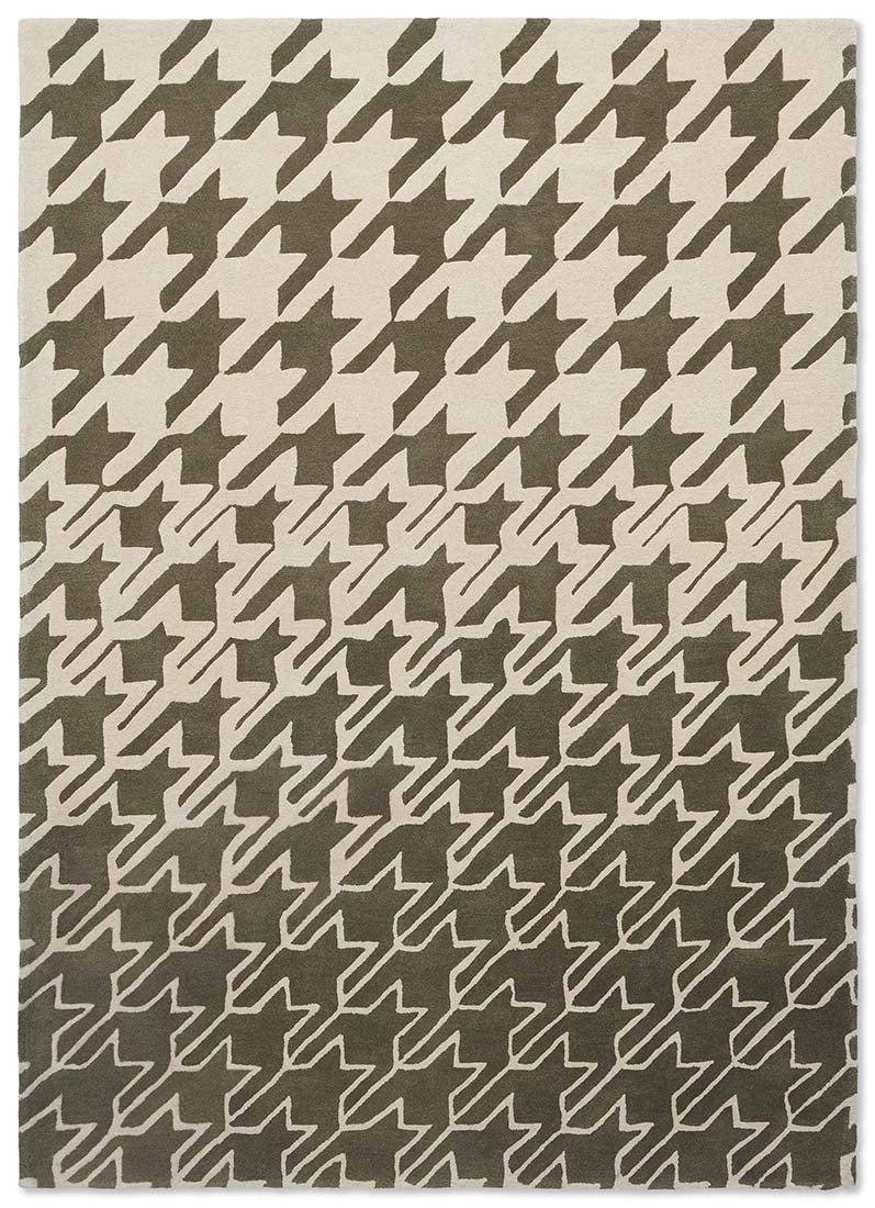 houndstooth wool rug in beige and brown