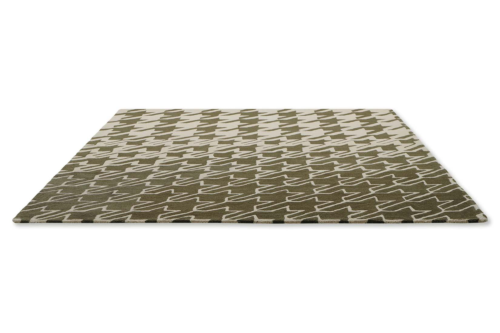 houndstooth wool rug in beige and brown