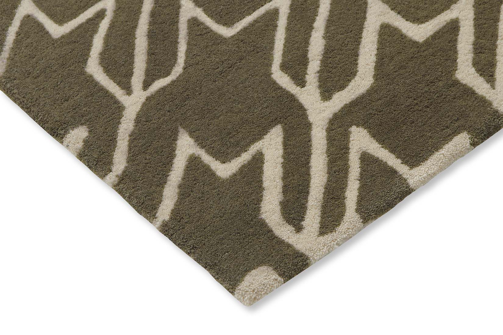 houndstooth wool rug in beige and brown