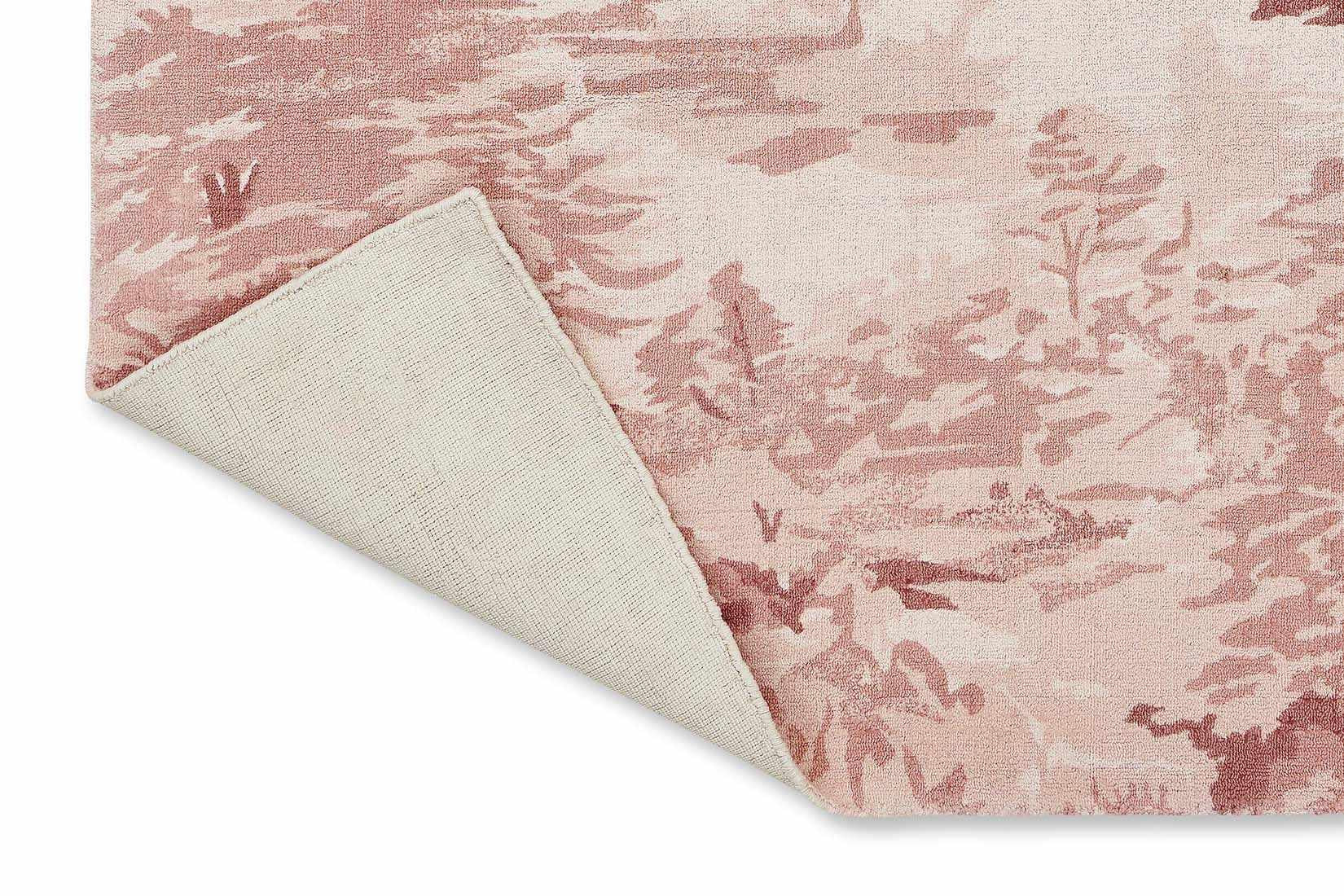 cream cotton rug with tree pattern in pink