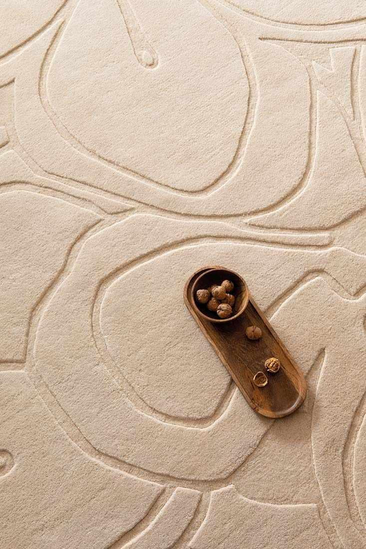 cream wool rug with shapes
