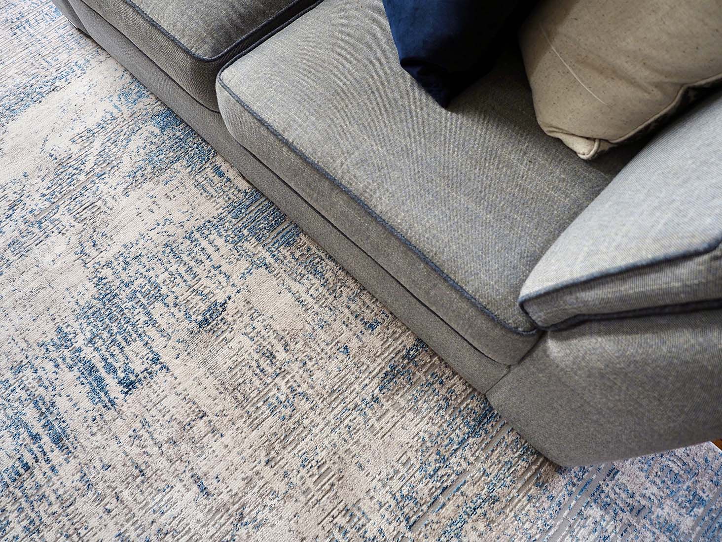 modern blue abstract area rug