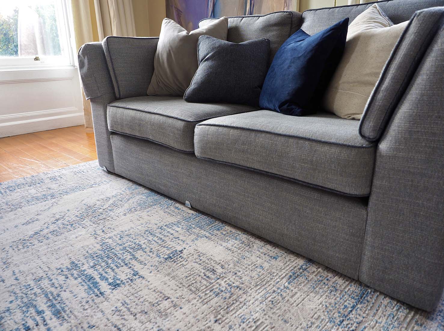 modern blue abstract area rug