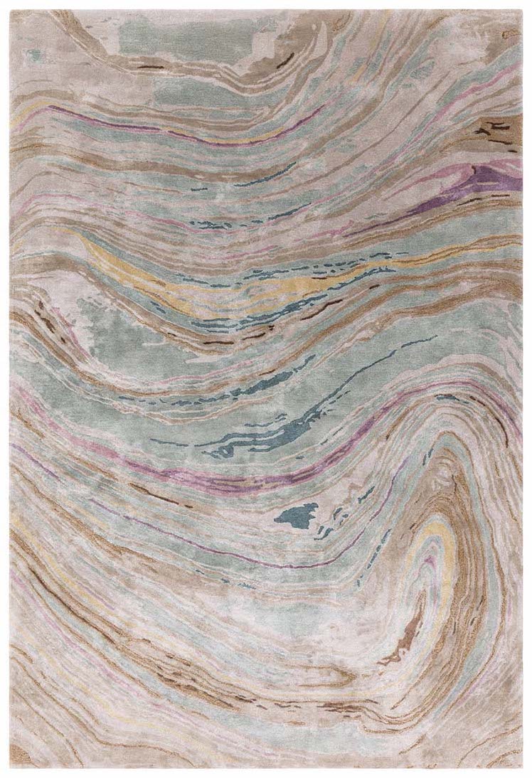 multicolour handtufted abstract rug in a marble design
