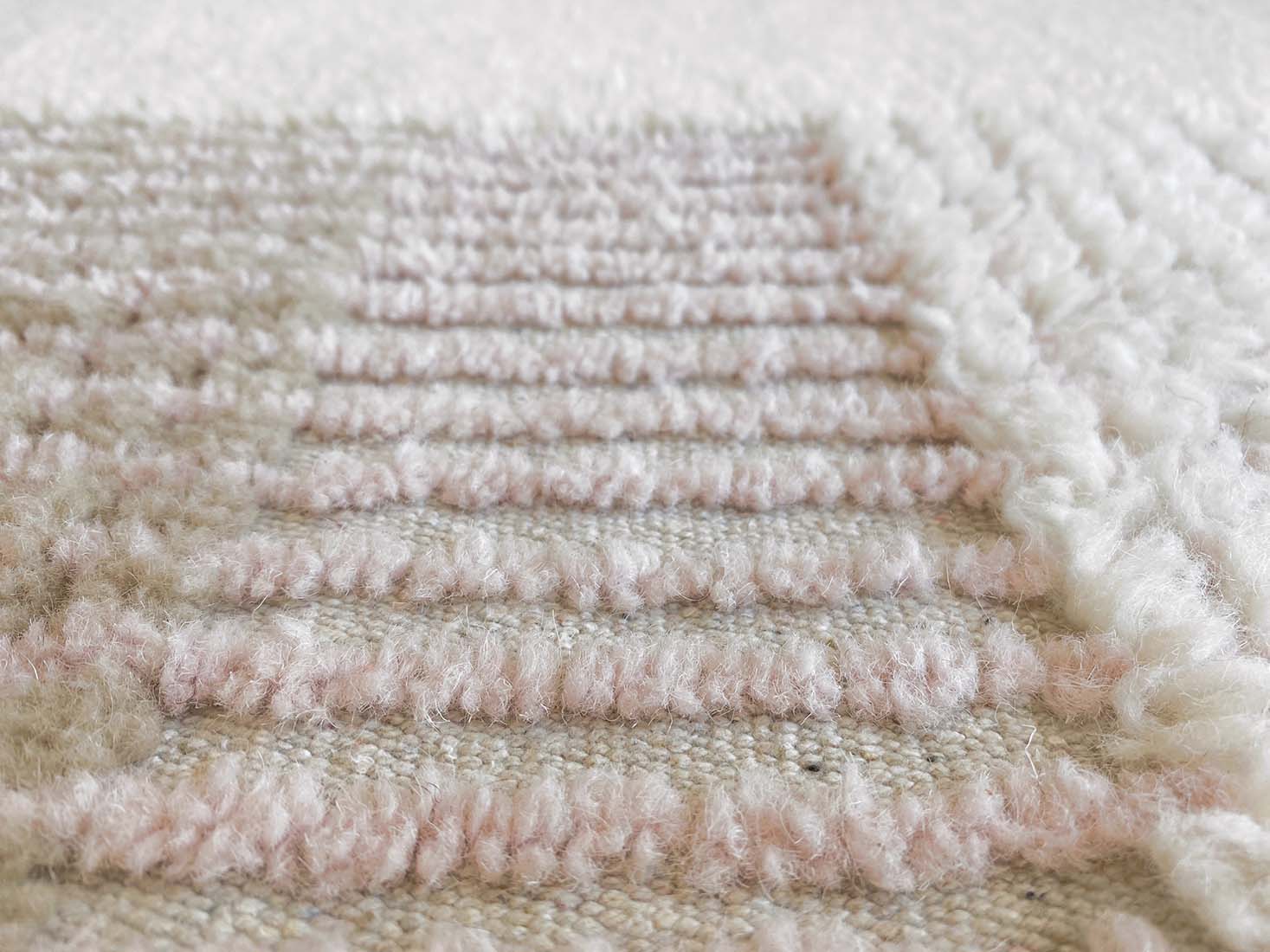 pink and cream washable wool rug
