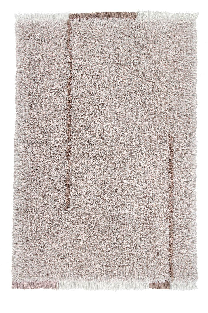 bohemian lorena canals woolable rug with a simple abstract design in beige