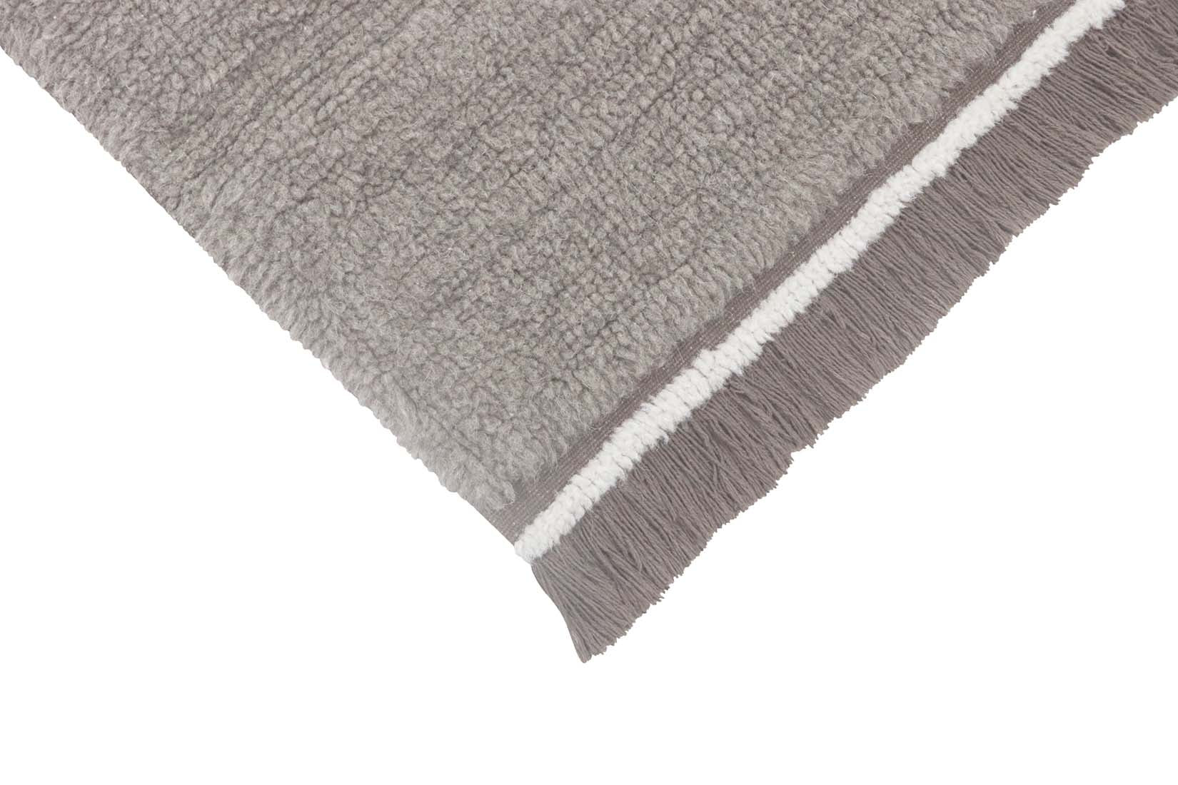 grey washable wool rug with textured detail