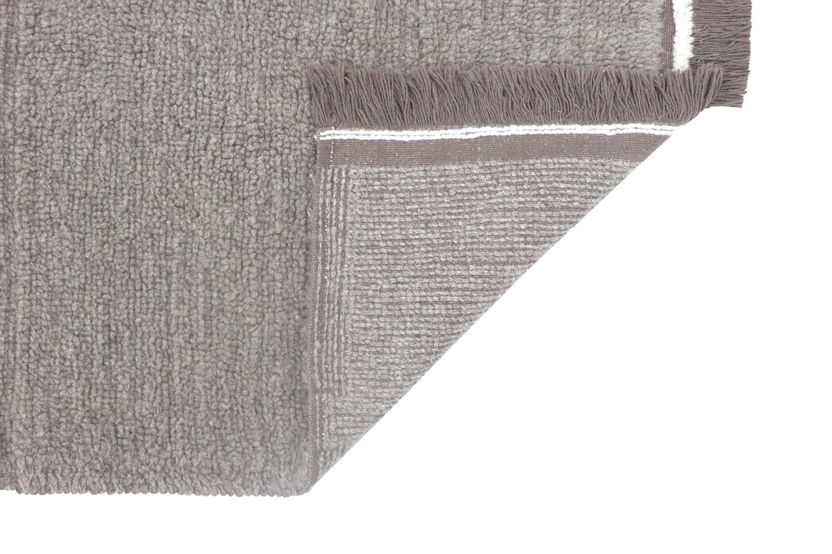 grey washable wool rug with textured detail