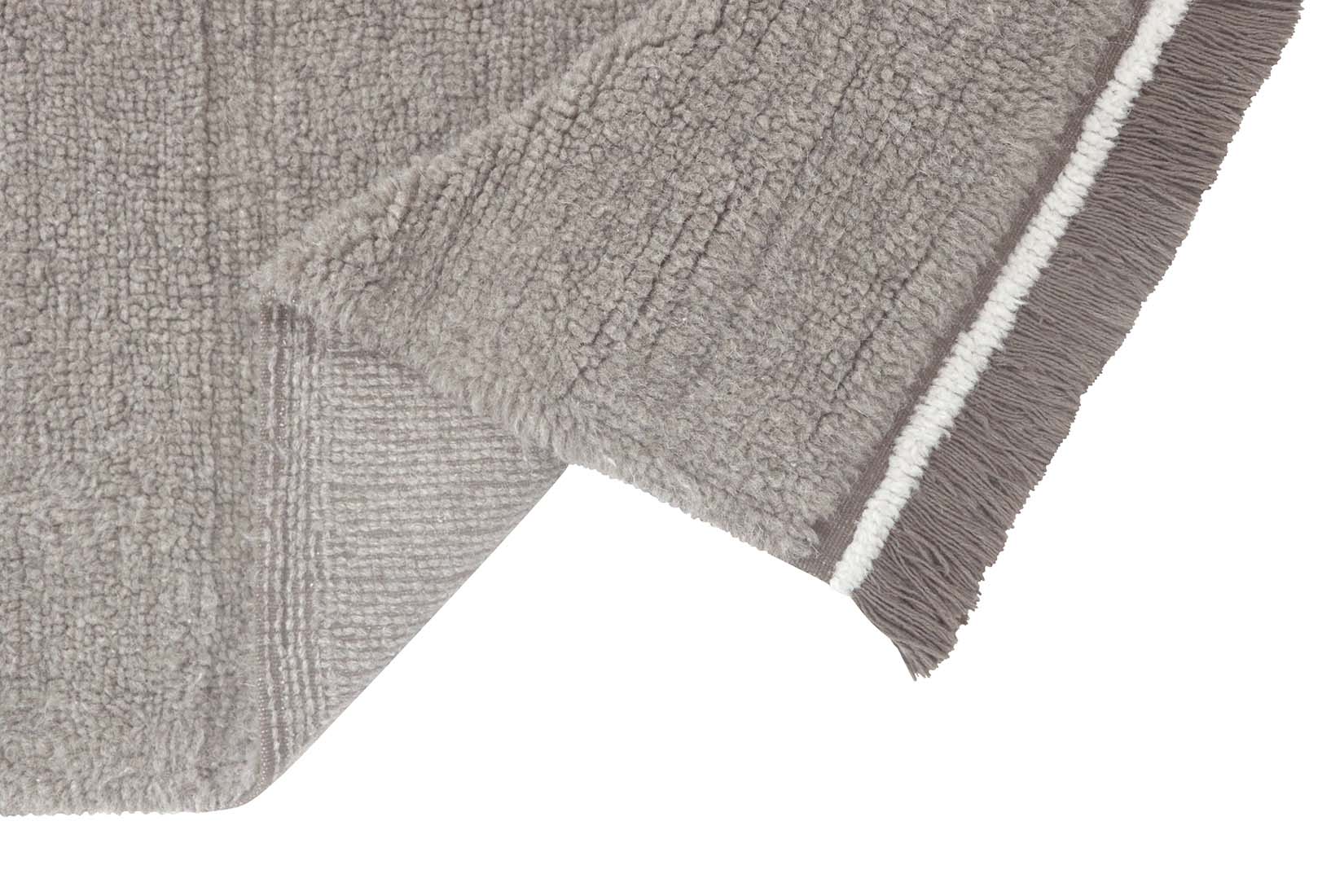 grey washable wool rug with textured detail