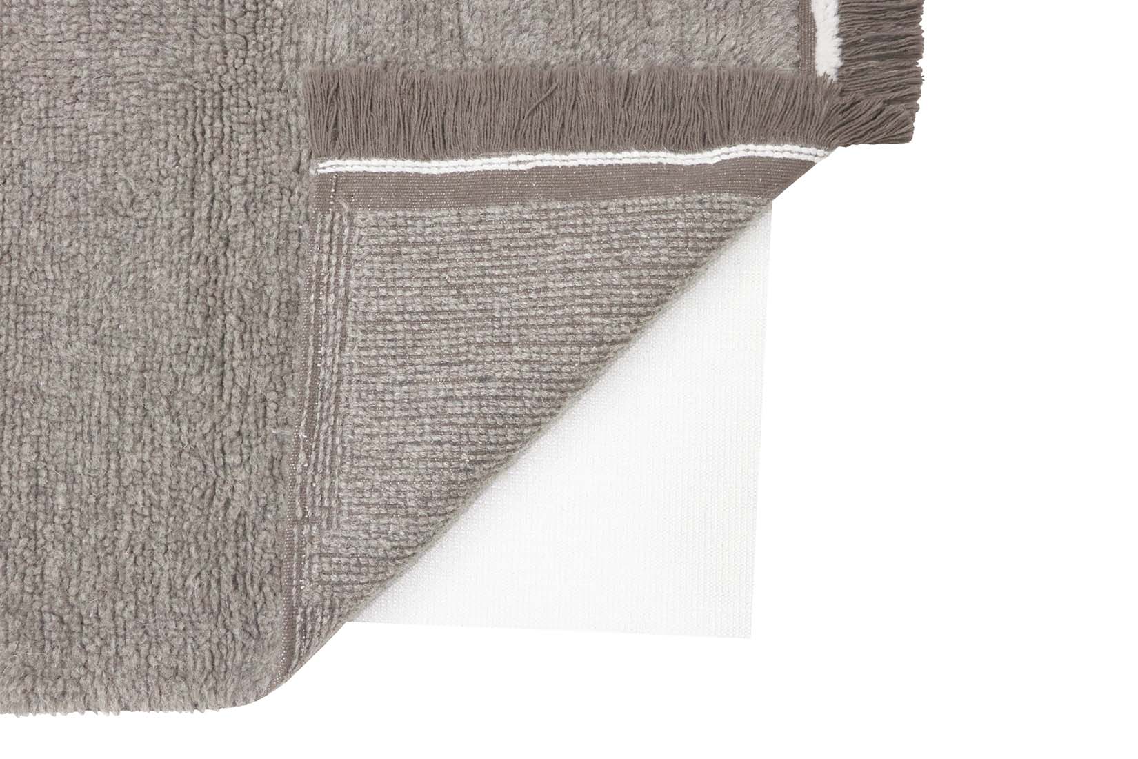 grey washable wool rug with textured detail