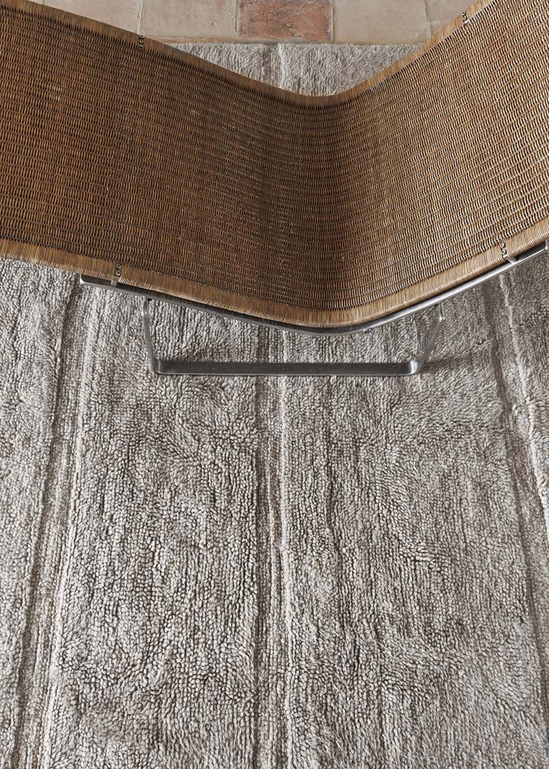 grey washable wool rug with textured detail