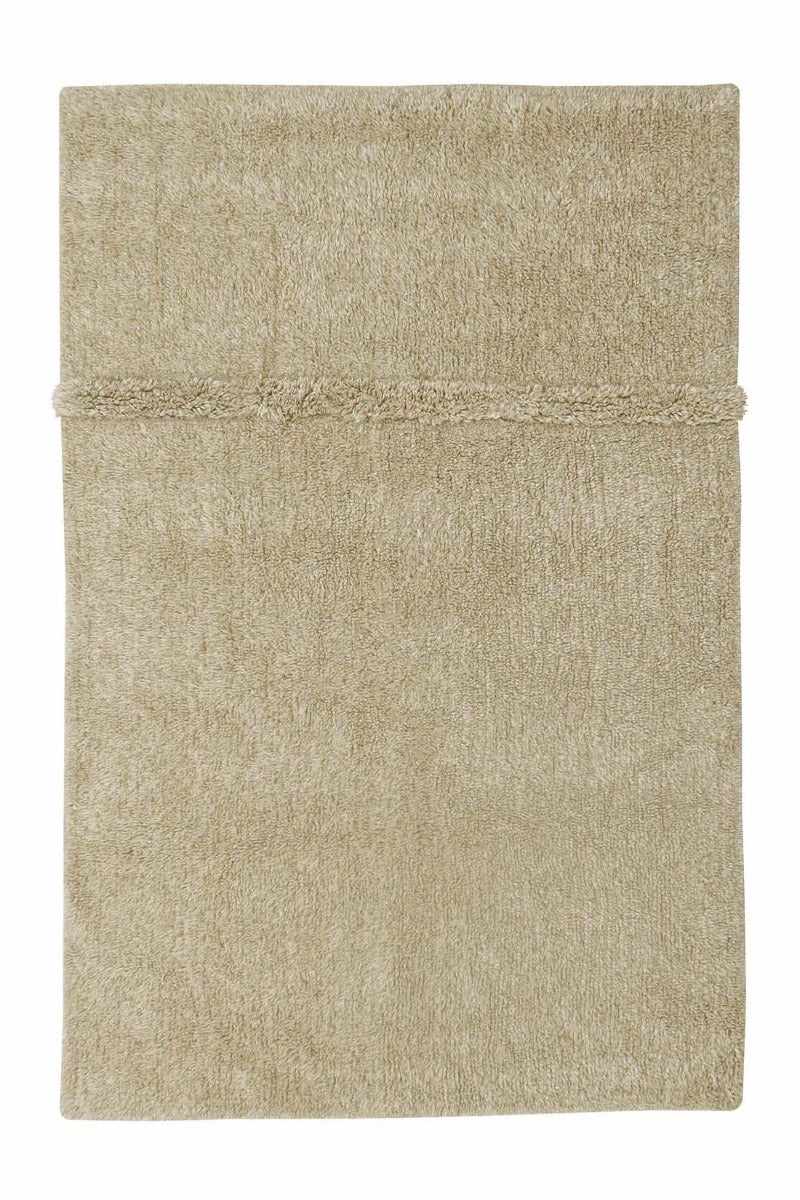 beige washable wool rug with textured detail