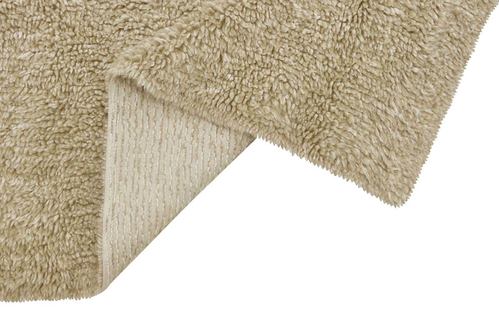 beige washable wool rug with textured detail
