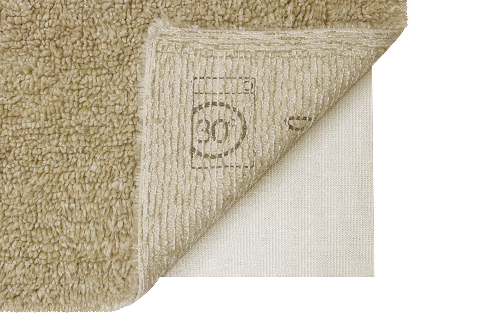 beige washable wool rug with textured detail