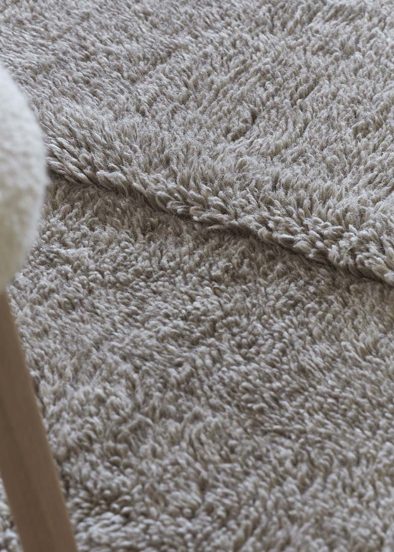 grey washable wool rug with textured detail