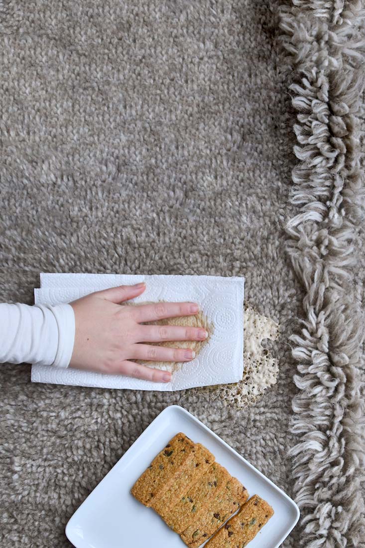 grey washable wool rug with textured detail