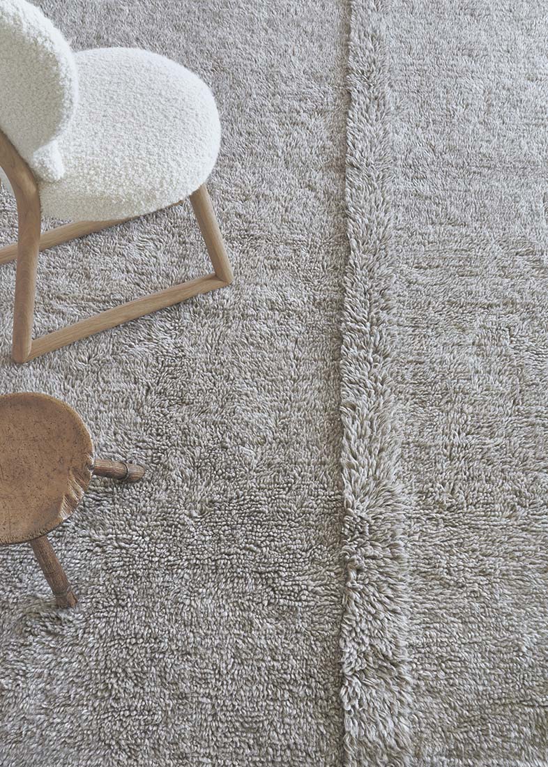 grey washable wool rug with textured detail