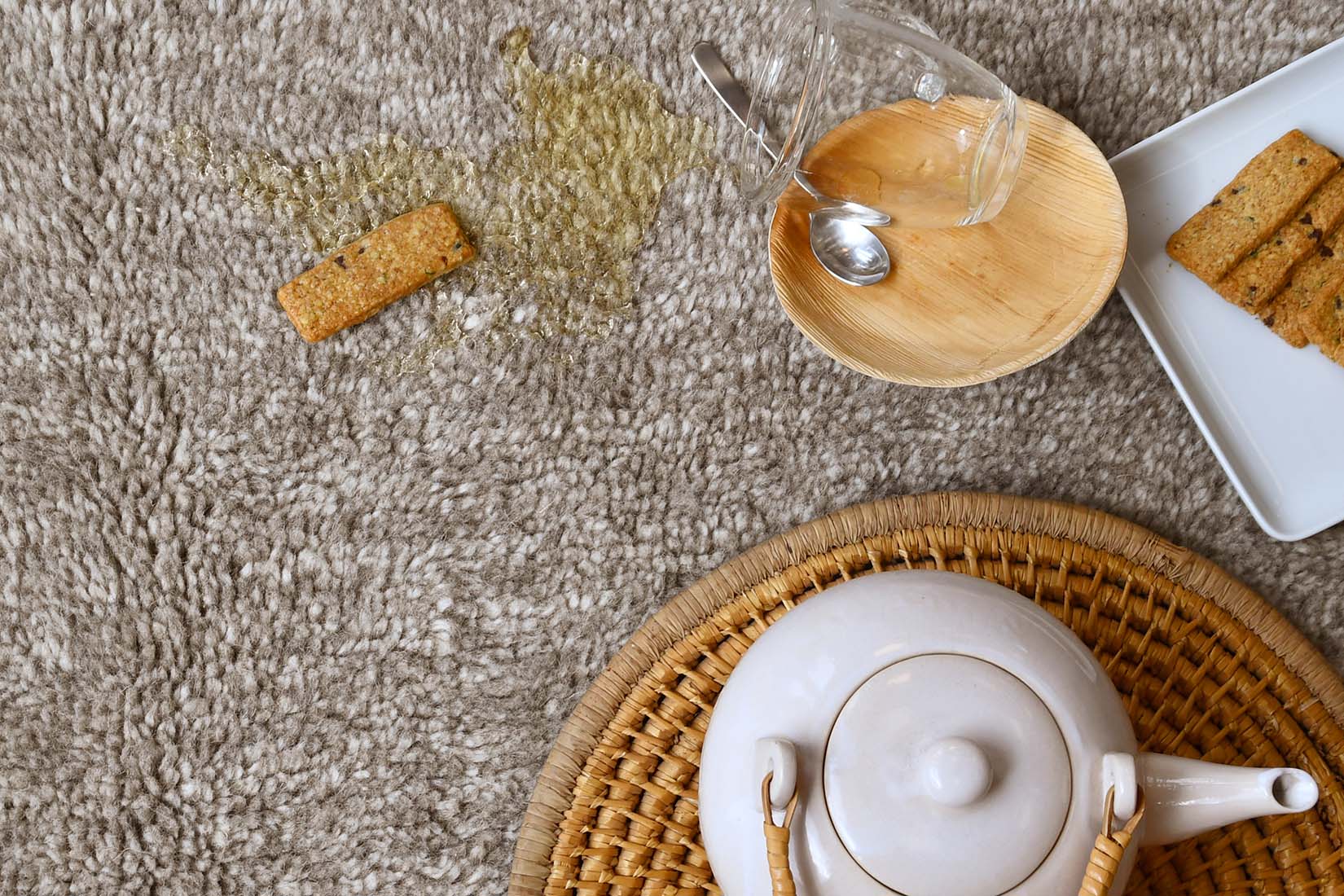 grey washable wool rug with textured detail