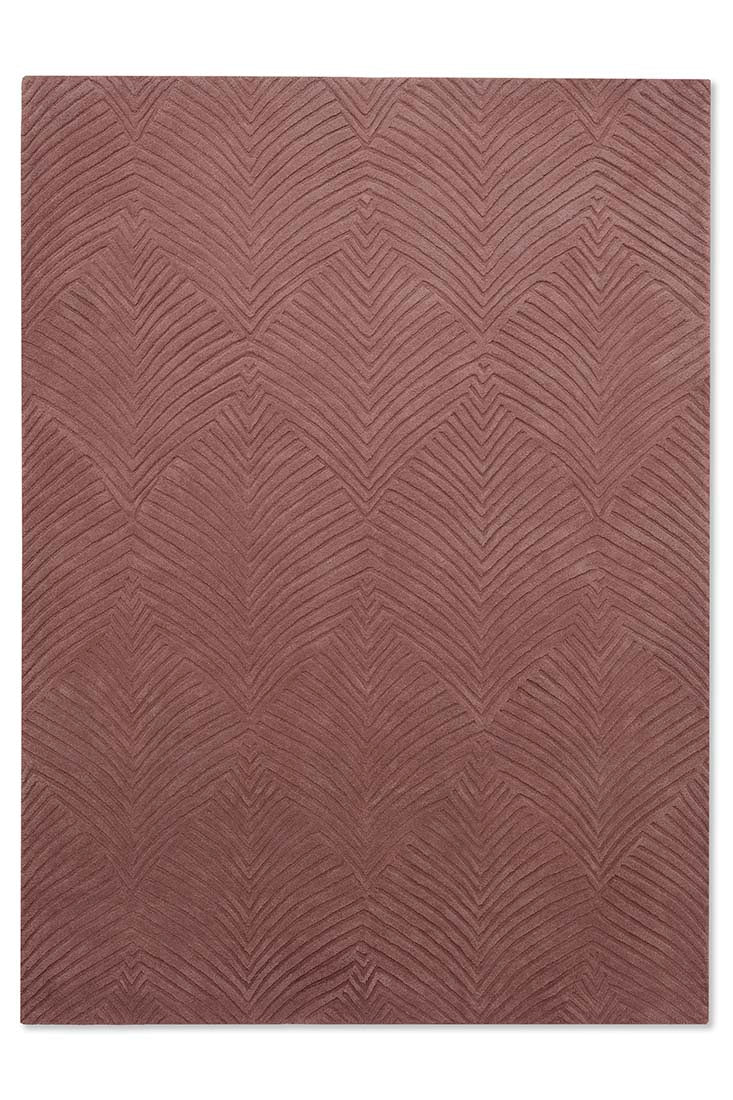 Rectangular mink rug with engraved leaf pattern