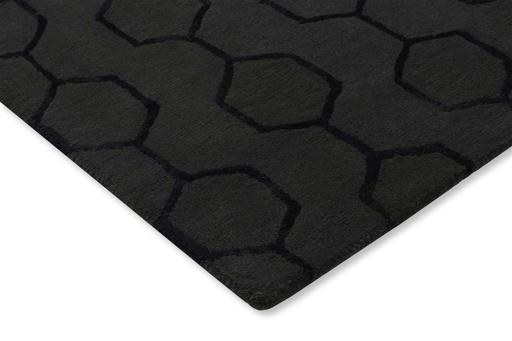 black geometric area rug