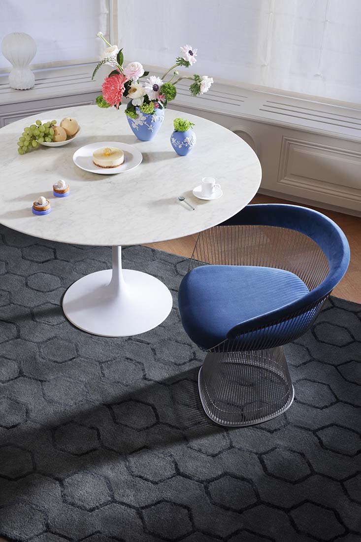 black geometric area rug