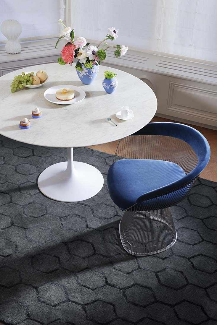 black geometric area rug