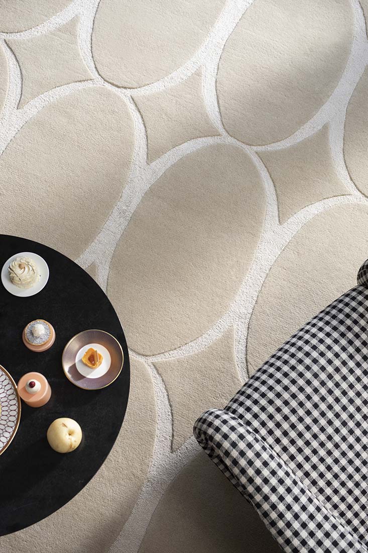 beige geometric area rug
