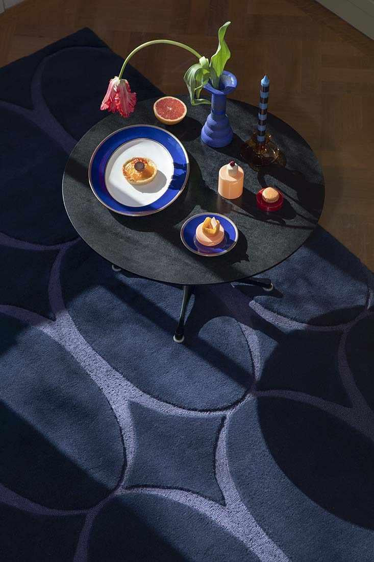 navy geometric area rug