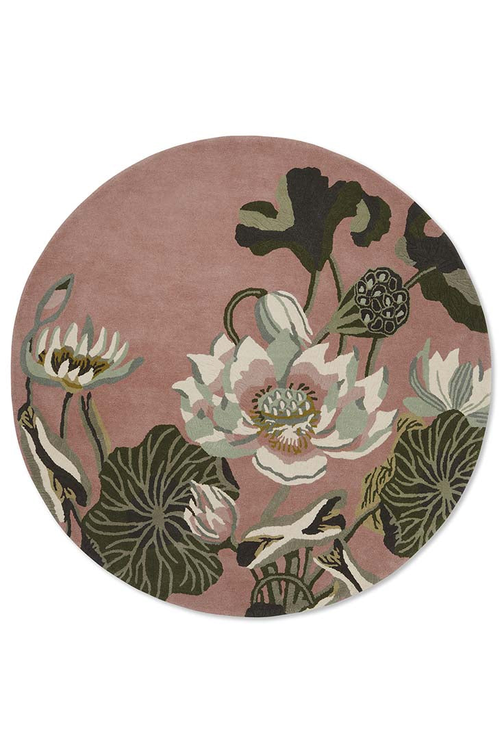 multicolour floral circular rug
