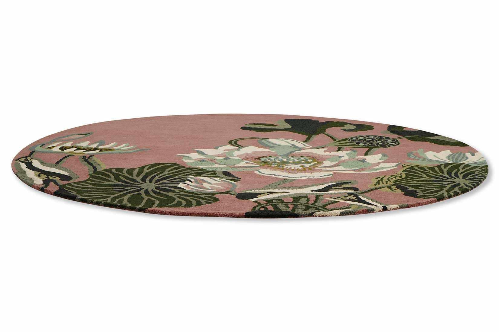 multicolour floral circular rug