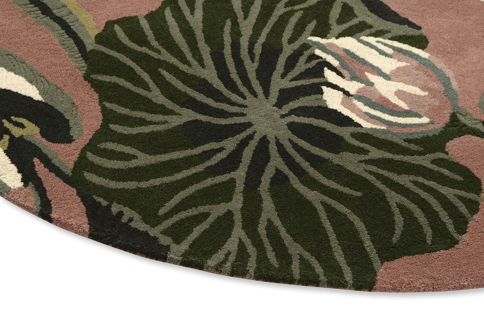 multicolour floral circular rug
