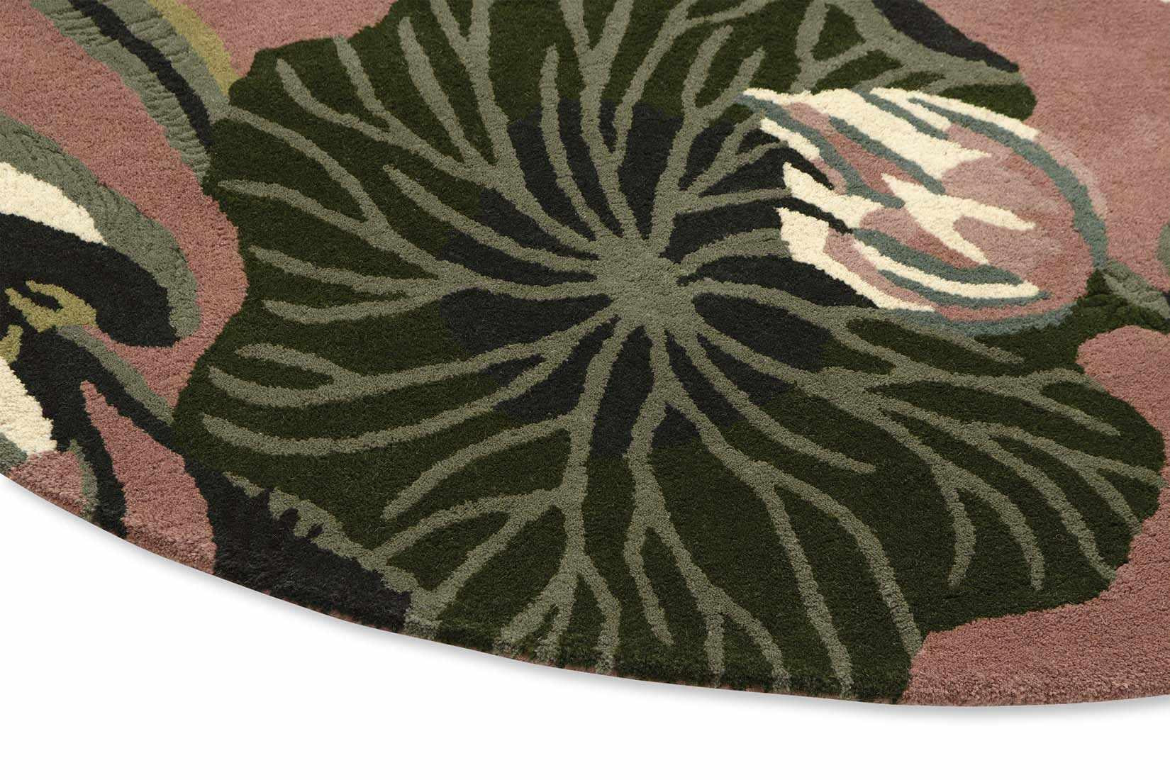 multicolour floral circular rug