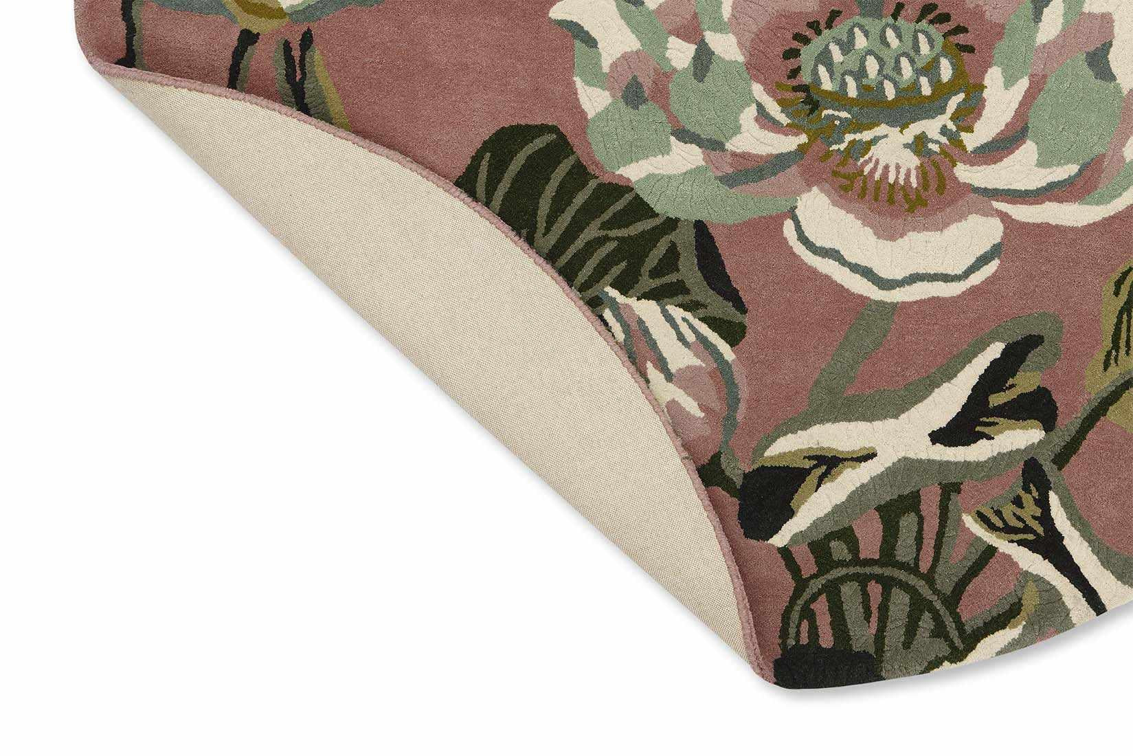 multicolour floral circular rug