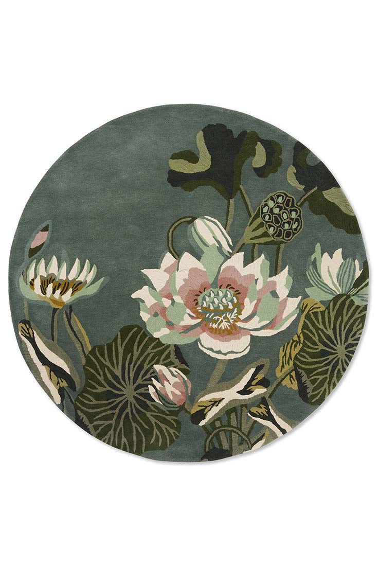multicolour floral circular rug