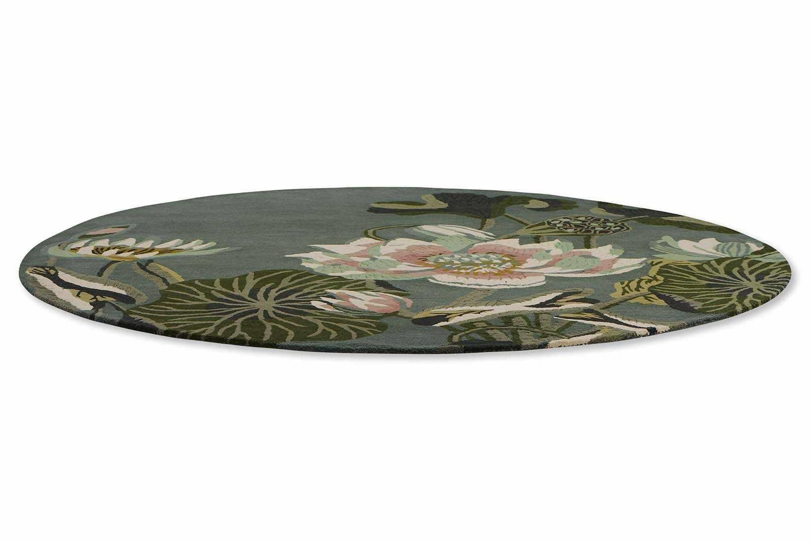 multicolour floral circular rug