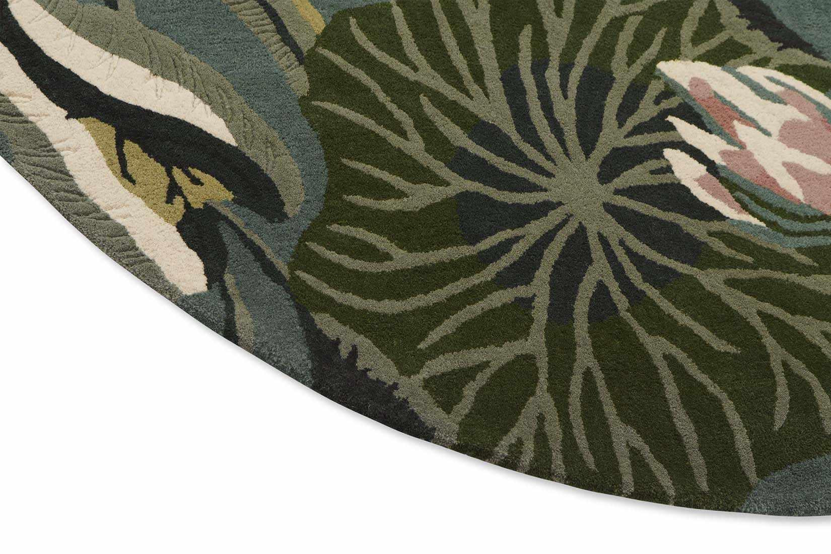 multicolour floral circular rug