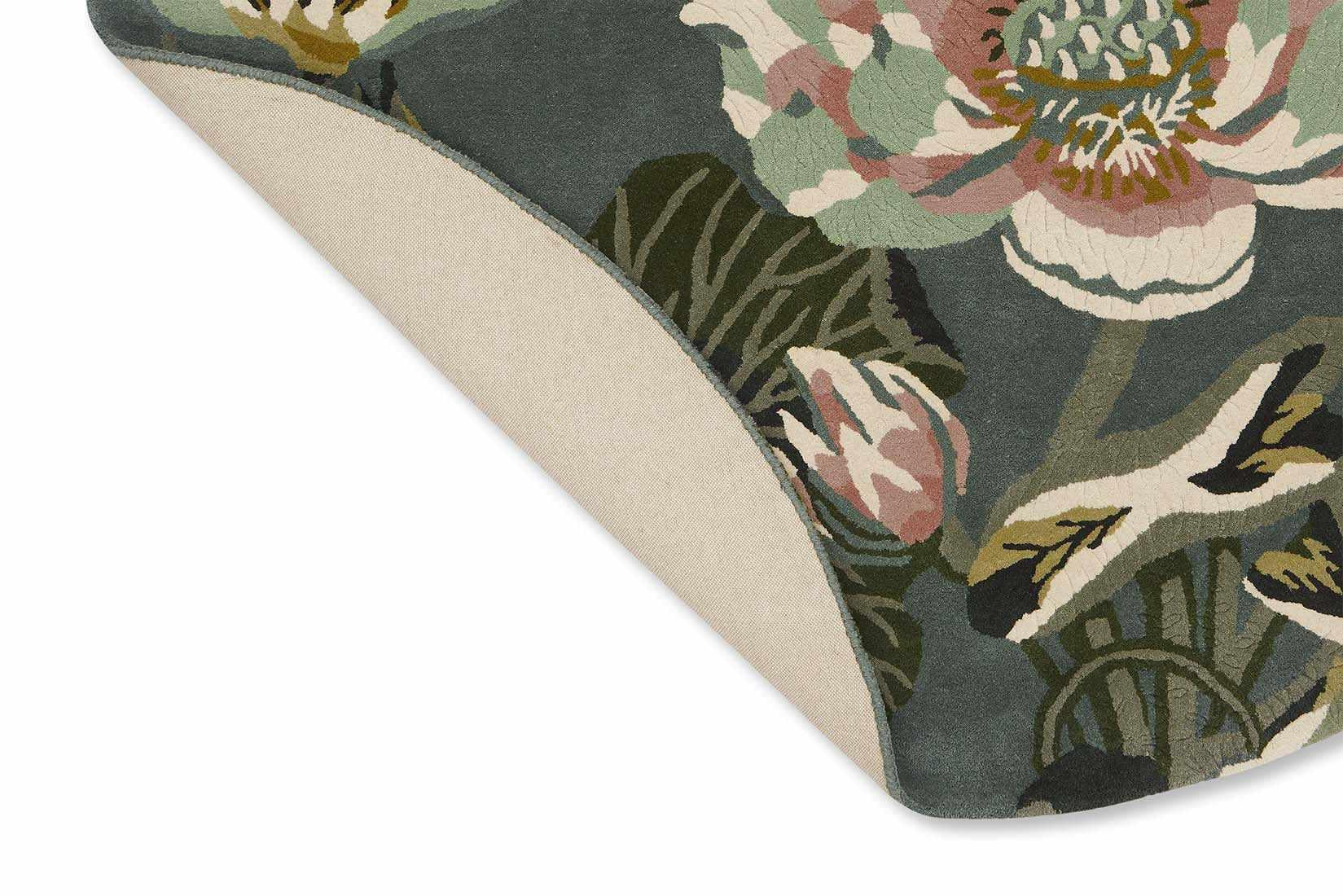 multicolour floral circular rug