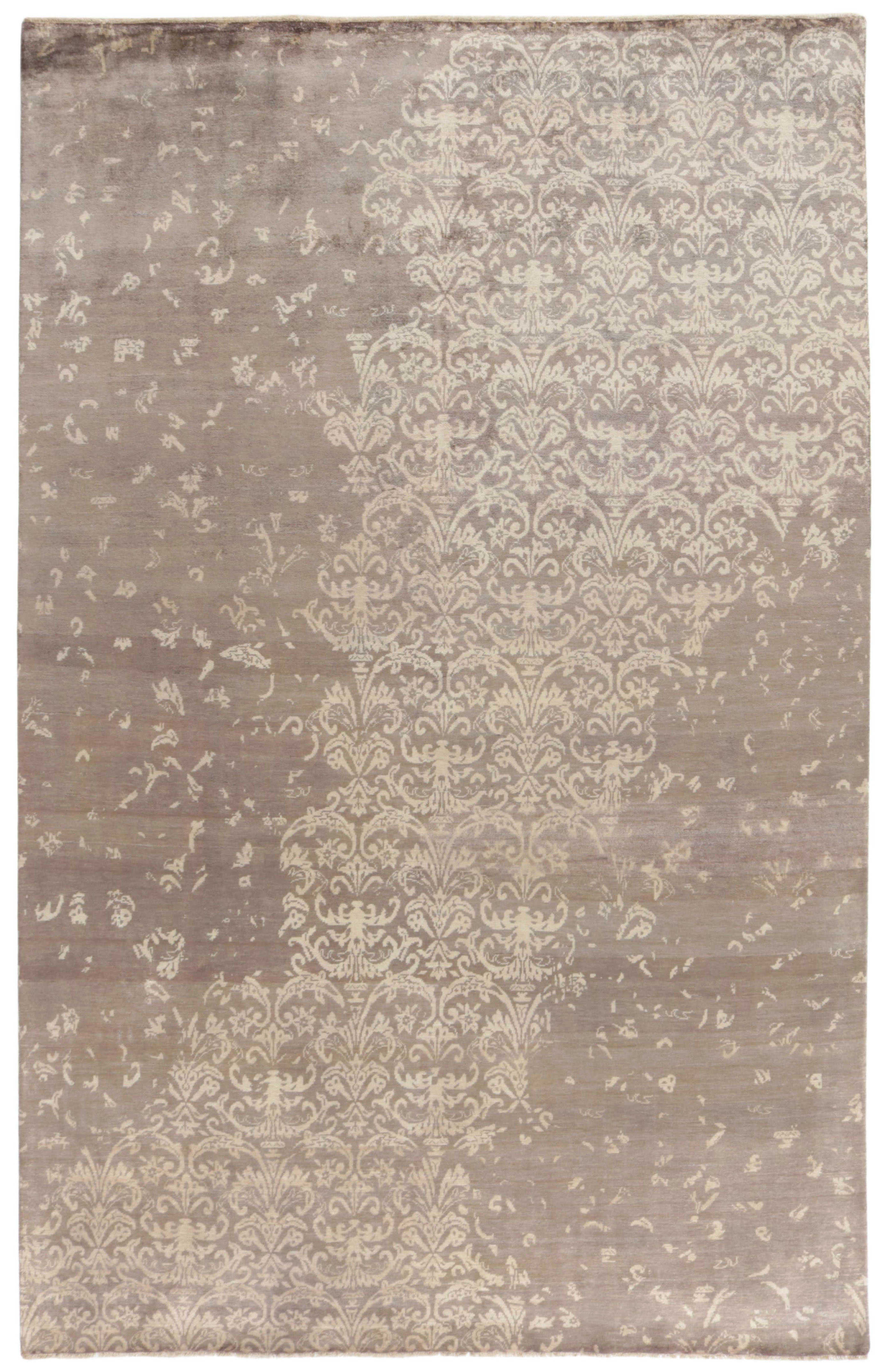 Authentic oriental rug with a damask pattern in brown