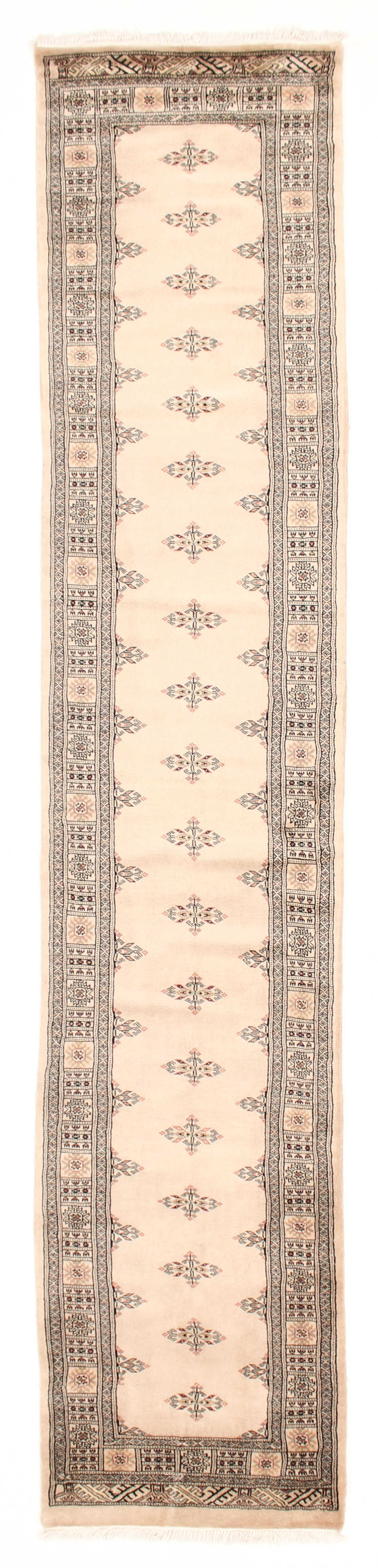 blue oriental runner with traditional gul pattern