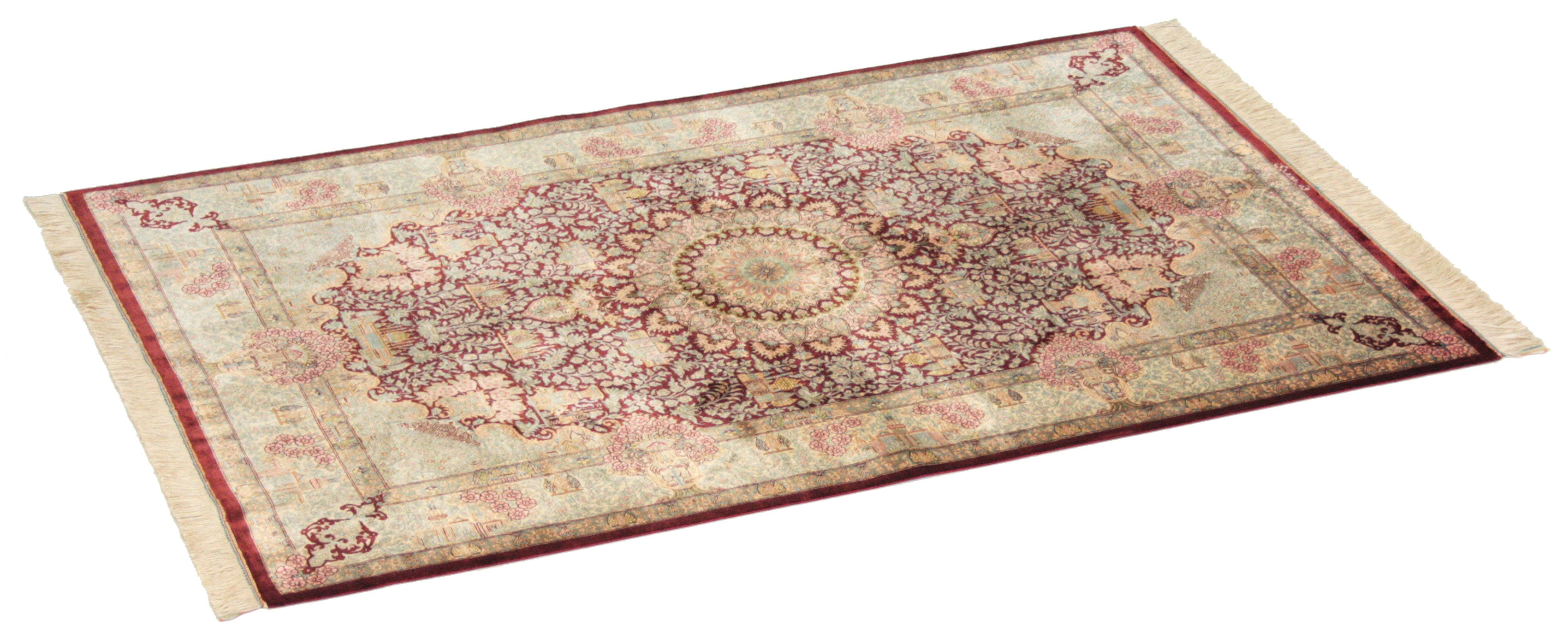 Authentic persian rug with a traditional design in red and beige