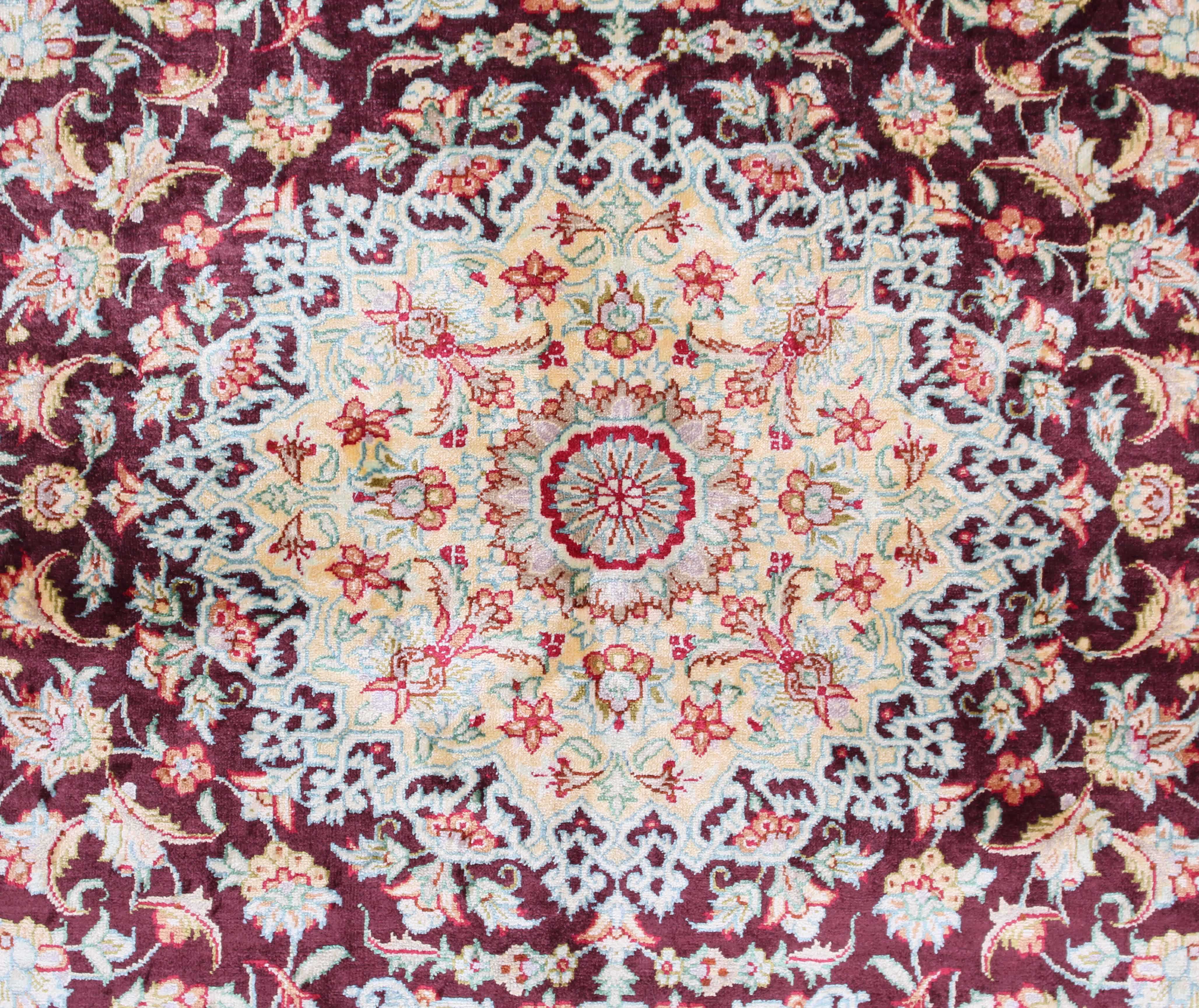 Authentic persian rug with a traditional design in red and beige