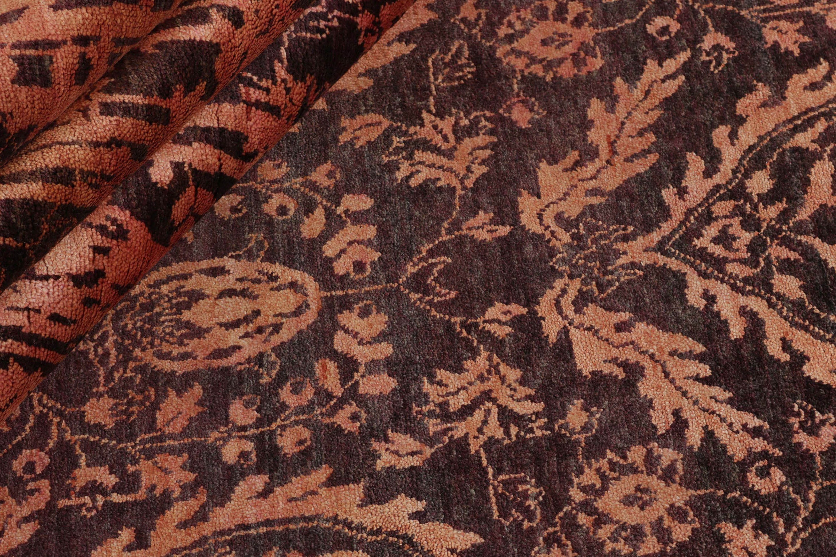 Authentic oriental rug with a damask pattern in red